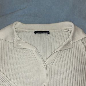 Brandy Melville ribbed white collared sweater